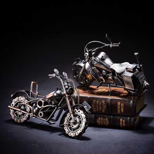 Miyi Harley motorcycle model office desktop ornaments iron retro bookcase decorative cabinet crafts ornaments bronze