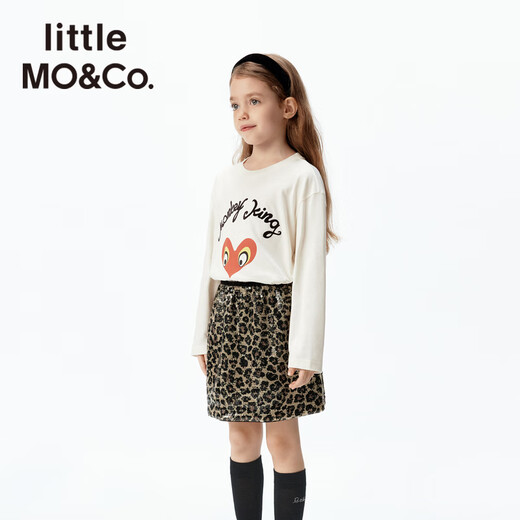 Little MO&Co. Sansan same style, Havoc in Heaven co-branded series little moco children's clothing 26 spring children's antibacterial pure cotton long sleeves off-white antibacterial 110 110/56