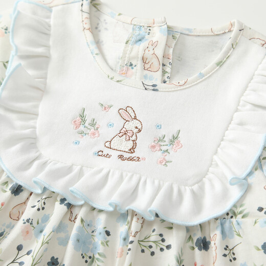 Fanhunting baby spring clothes newborn clothes baby girl onesie princess full moon hundred days full skirt hayi spring and autumn blue 73cm