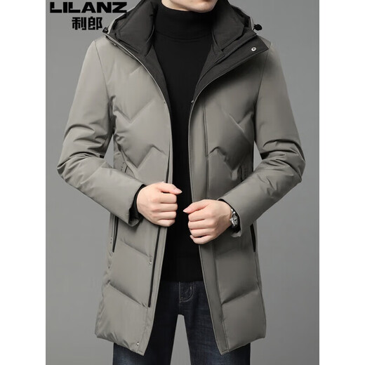 LILANZ Мужская зимняя новая мужская пуховая куртка средней длины утолщенная теплая белая повседневная куртка на утином пуху с капюшоном Модная черная M 170 Рекомендуемый размер 100-120 Jin Jin равен 0,5 кг