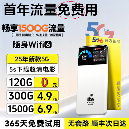 Xiaoxun Smart offers one year of free traffic, 5G Gigabit speed mobile portable wifi6, no pre-deposit, 9.9 monthly rent, high-speed upgrade, unlimited traffic wireless broadband for home office, 10,000 mAh - free 1-year traffic - Supreme Edition - dual-band multi-core, free 10G*6 months of high-speed traffic