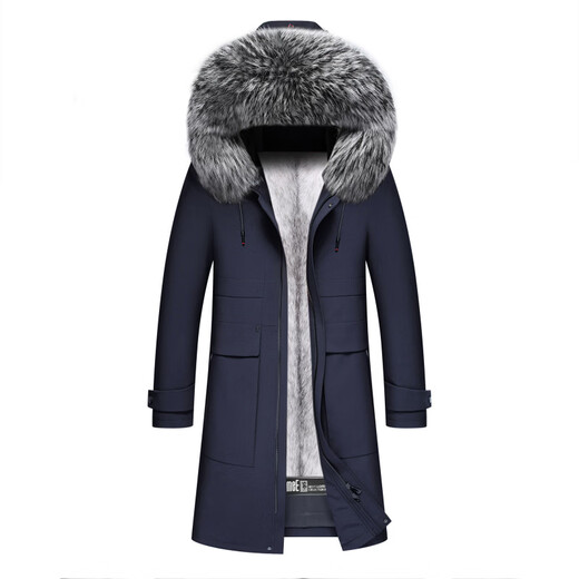 Международный бренд первой линии CHEVALPES, новинка 2025 года, мужская парка на длинной норковой подкладке, интегрированная норковая куртка для мужчин, воротник из черного меха лисы + норковая подкладка M 170