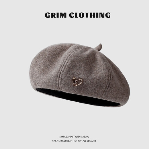 Wine-style senior's new large head circumference beret for women 2024 Korean version simple solid color autumn and winter fashionable literary Hong Kong style retro pumpkin hat black sweet and lazy