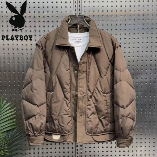 Playboy (PLAYBOY) Winter 2025 New Thin Lapel Cotton Jacket Korean Style Slim Thick Top Casual Men's Cotton Jacket Black Thickened XL