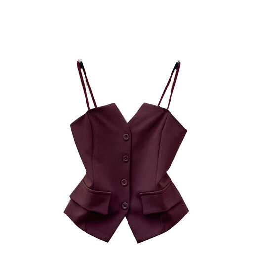 European and American style light luxury and high-end strap tube top for women, slim temperament design, niche royal lady, red, one size fits all