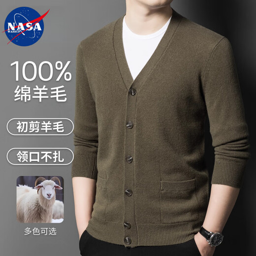 Nasawassup100% pure wool sweater for men 2025 autumn and winter new thickened warm button top knitted bottoming sheep.Fleece sweater light gray-100% sheep wool XL Recommendation 130-155Jin Jin equals 0.5 kg