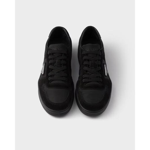 PRADA men's casual shoes, comfortable, wear-resistant, lightweight low-top shoes, low-top lace-up daily commuter sneakers, black 40
