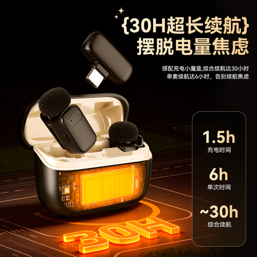 Wise Nation's Level 3 Noise Reduction Microphone Live Broadcast Wireless Lavalier Sound Anchor Special Equipment Full Set of Ear Capture Video Recording Bluetooth Mobile Phone One-to-Two Short Video Oral Broadcast