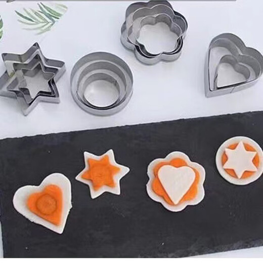 Jingxianju Cookie Mold Star Mold Press Cookie Baking Love Fruit Five-Pointed Star Abrasive Model Cake Flower 12-piece Set Cookie Mold