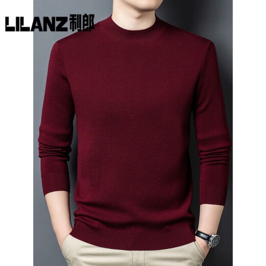 Lilang casual middle-aged men's new knitted wool sweater autumn and winter round neck pullover long-sleeved sweater versatile bottoming dad big red 14XL (130) 190 (recommended 185-200Jin Jin equals 0.5 kg)