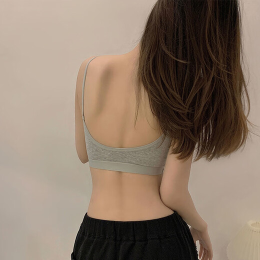 Camisole vest female student beautiful back sports bra one-piece no rims anti-tube top push-up anti-sagging bra quality version white S recommended 70-90Jin Jin equals 0.5 kg