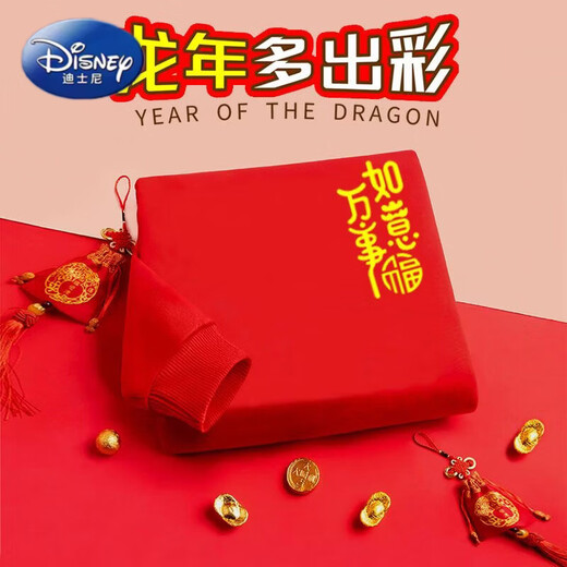 Disney parent-child sweatshirt red hooded top for a family of three 2025 new autumn and winter new year family clothing red hooded-little everything goes well/no velvet Dad 110 L 110-135Jin Jin is equal to 0.5 kg