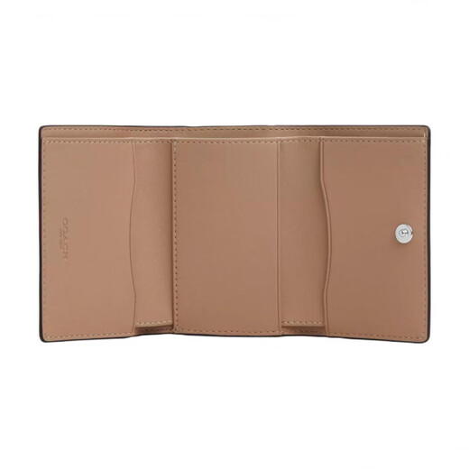 COACH Micro 10 Logo Logo snap closure Exquisite calfskin wallet Mini Women's silver patchwork gift box (basic + yellow counter gift box) Default