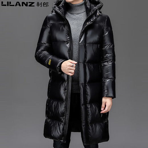 LILANZ mid-length men's down jacket winter new warm hooded casual extreme cold thickened jacket for young and middle-aged men black 18-6706 S 165