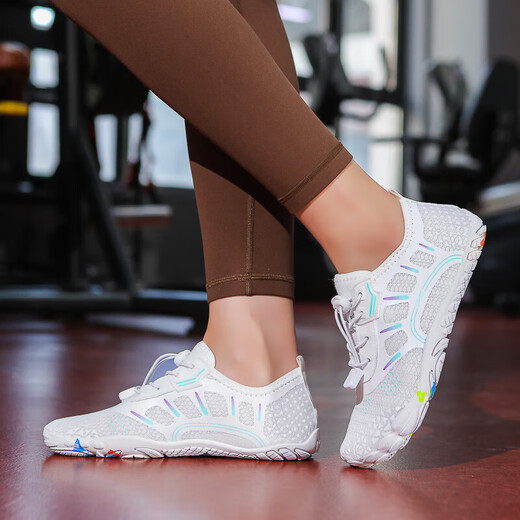 Indoor fitness shoes treadmill skipping shoes special dance aerobics yoga shoes women strength training squat shoes men 502 white *Sports code 42