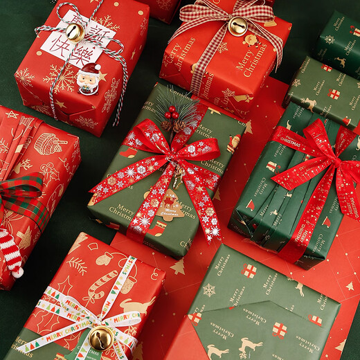 Light Dora Christmas wrapping paper Christmas gift decoration gift paper birthday gift gift box special wrapping paper 6 sheets + ribbon