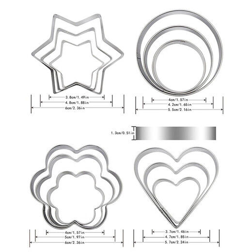 Jingxianju Cookie Mold Star Mold Press Cookie Baking Love Fruit Five-Pointed Star Abrasive Model Cake Flower 12-piece Set Cookie Mold