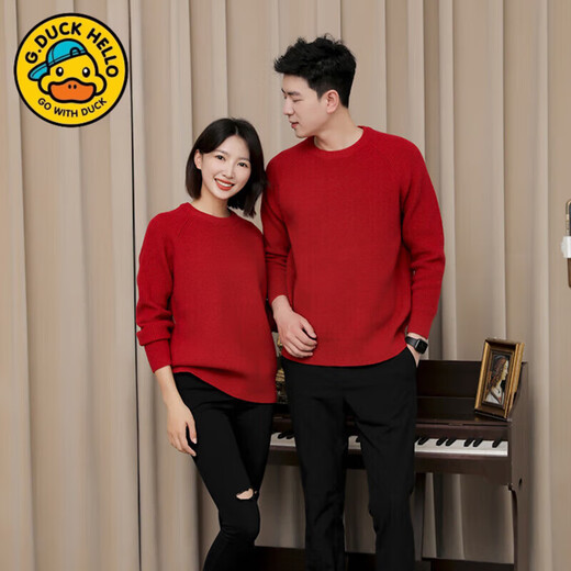G.duck parent-child clothing 2025 new autumn and winter clothing for a family of three, mother and daughter, red family portrait photo New Year sweater, sweater 100 cm, regardless of gender