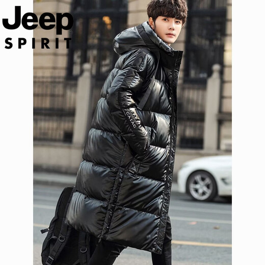 JEEP Мужской пуховик средней длины Jeep International Brand, глянцевая, не требующая стирки, водонепроницаемая зимняя свободная толстая пара, куртка серебристого цвета S (рекомендуемый вес 80-95Jin Jin равен 0,5 кг)