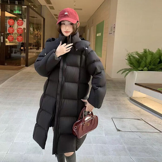 Woodpecker (TUCANO) 90 long loose down jacket 2025 goose down new winter warm Korean style fashionable slim hooded thickened jacket milk blue (super good-looking) S recommended 100-130Jin Jin equals 0.5 kg