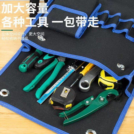 Pupan Canvas Tool Bag Thickened Wear-Resistant Bricklayer Storage Bag Construction Site Carpentry Maintenance Labor Protection Black Multi-Function Electrician Bag Ordinary Canvas Electric Drill Waist Bag