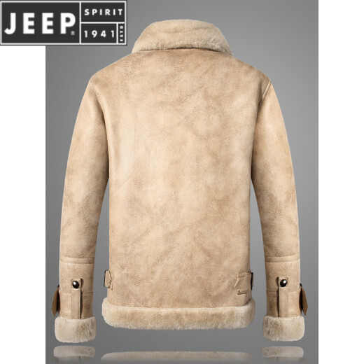 JEEP SPIRIT Estación europea de piel todo en uno para hombre invierno nueva chaqueta de moto de cuero engrosado de terciopelo chaqueta de lana de cordero gris 2XL