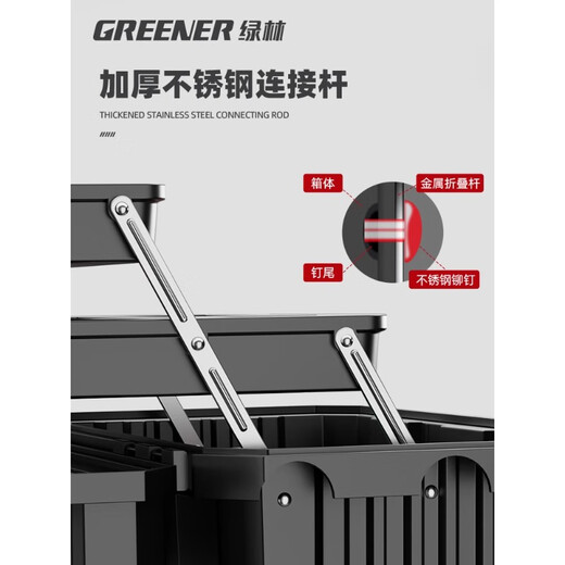 GREENER Tool Box Storage Box Industrial Grade Household Multi-Function Hardware Set Art Box Electrician Folding Portable Thick Galvanized Iron Folding Arm 21-inch High Load-bearing Model Comes with Code Lock