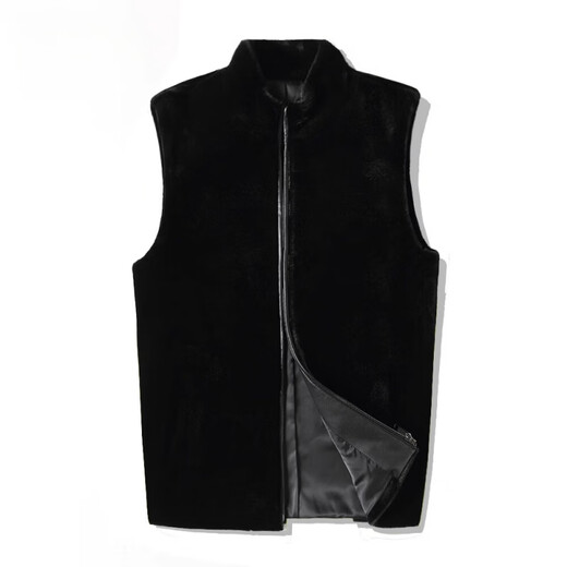 CHEVALPES international first-line brand sheep shear men's fur coat all-in-one men's short vest leather jacket wool fur horse black L 170