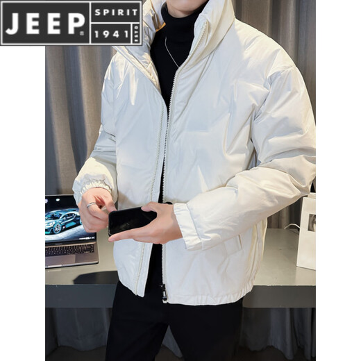JEEP SPIRIT Lightweight Metal Gray Down Jacket Men's Jacket Stand Collar Jacket 2025 New Winter Down Jacket Handsome Black M Recommended 110Jin Jin is equal to within 0.5kg