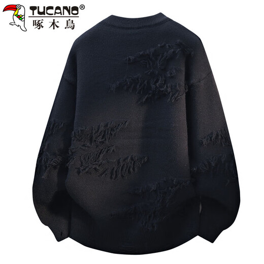 Woodpecker (TUCANO) sweater men's winter round neck sweater loose thickened warm base shirt lazy sweater jacket white XL