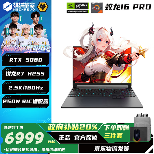 Mechanical Revolution (MECHREVO) Jiaolong 16Pro 16-Zoll neuer Gaming-Laptop 5050/5060/5070Ti Gaming-Laptop Flaggschiff AMD Ryzen R7/R9HX High-Brush AI-Design-Laptop R7 H255/5060/24G/Upgrade 1T/Trendy Grey