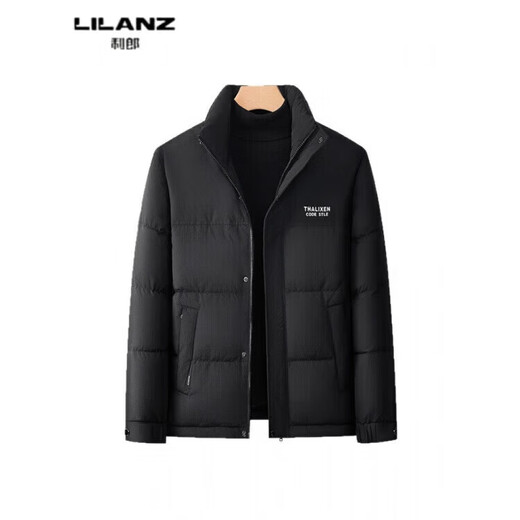 利郎（LILANZ）男士新款立领纯色休闲羽绒服中青年加厚保暖90羽绒服上衣外套 黑色 82593袖子可脱卸 (充绒量97.8克) 14XL (170)