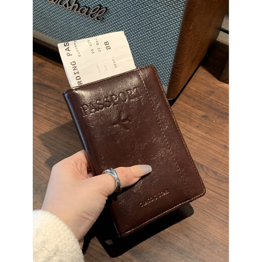 Bella贝啦 防盗刷RFID护照包旅行护照夹出国多功能证件收纳护照套 琥珀色 复古感