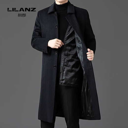 Lilan woolen coat men's mid-length autumn and winter new high-end business two-piece set down lining woolen gray 14XL (170)