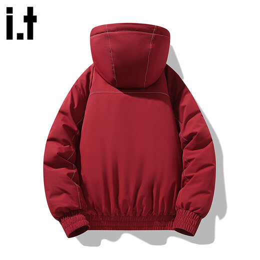 CHOCOOLATE it trendy brand thickened and warm men's cotton-padded jacket winter new style lazy style versatile comfortable hooded casual jacket rose red 3XL recommended 180-200Jin Jin equals 0.5 kg