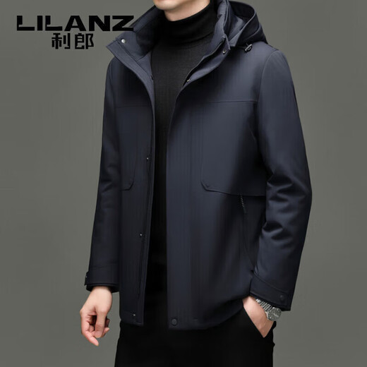 利郎（LILANZ）【鹅绒一衣三穿】利郎男士中长款羽绒服2025冬季新款休闲百搭外套 黑色 M 170