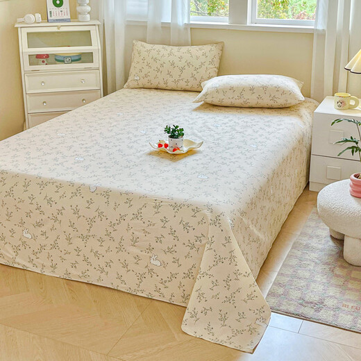 Fazeya Hengyuanxiang Group Class A bed sheets 200x230cm double-layer gauze tatami bed cover for home dormitories, suitable for all seasons, Magnolia Rabbit, soft and comfortable, suitable for all seasons, single sheet + pillowcase/pair 120cm*230cm