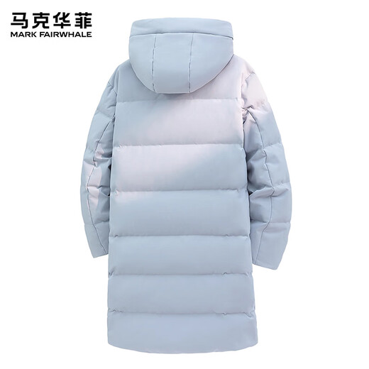 马克华菲（MARK FAIRWHALE）美式复古休闲长款羽绒服男士2025年冬季新款宽松保暖加厚潮牌上衣 冰川蓝色 【官方正品】 L 【建议120-140斤】