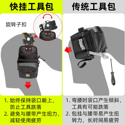 NakIoo Rotating Quick-hook Waist Bag Waist Bag Weak Current Electrician Tool Bag Portable Network Cable Clamp Special Electrician Bag 2025-0410 Electrician Bag_Including Female Buckle