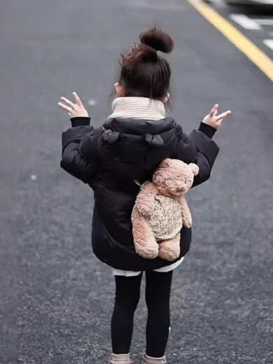 BALA suitable for 95 white duck down 2024 new style thickened hooded down jacket for boys and girls, type A, black 90cm