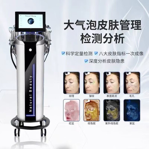 Silver Brown Skin Management Comprehensive Instrument Small Bubble Beauty Instrument Facial Cleansing Blackhead Absorbing Beauty Salon Special Instrument Upgraded Silver Brown + Skin Detection Metal Handle