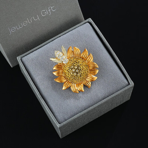 Camaron sunflower brooch, high-end women's model, exquisite 2025 new suit accessories, high-end corsage, anti-exposure pin, sunflower brooch