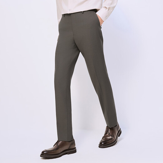 Angel Bird Suit Pants Men's Pants 2026 Shopping Mall Same Style Men's Business Formal Wear Gentleman Wedding Suit Pants Long Pants Suit Pants Gray Brown Strong Adhesive Solid Color 185B -185/90 / The trouser legs are not sealed and can be cut