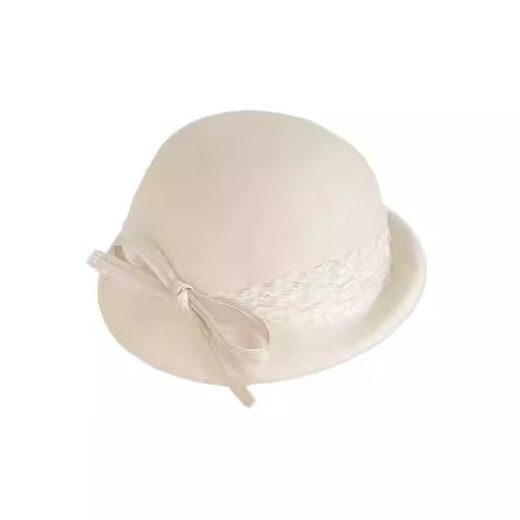 French socialite lace bow woolen beret women's winter 2025 new Hepburn complex white