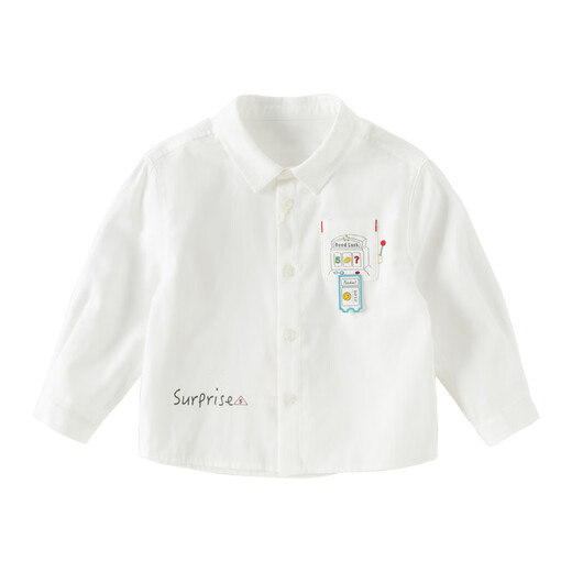 DAVE&BELLA 2026 Spring New Boys' Shirts Pure Cotton Children's White Shirts Fashionable Boys' Tops Children's Bottoming Shirts White Ready in Stock 110 cm (Recommended Height 100-110cm)