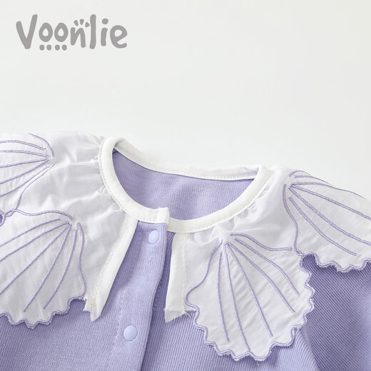 Fanhunting baby clothes spring newborn baby girl onesie full moon hundred days princess outing clothes spring and autumn purple 66cm