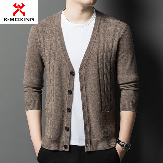 KBXNG Jinba Business Men's Wear 460g Wool Cardigan 2025 Autumn and Winter Men's Sweater Autumn and Winter Solid Color Business Men's Wear Red M 170