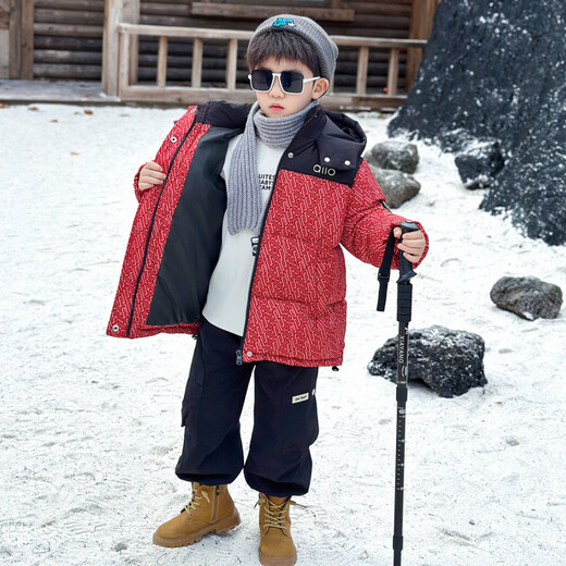 HAL.DUCK Down Jacket Boys' Cotton Jacket Winter Thickened Giant Warm Children's Cotton Jacket 2026 New Boy Handsome Young Master Winter Cotton Jacket Black Cotton Thickened 100 cm (Recommended Height Around 95)