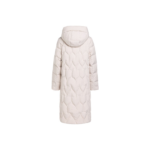 JESSIE volume duck down rhombus down jacket women's mid-length hooded warm jacket 2025 winter new style apricot S