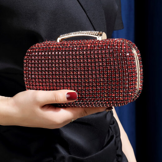 Aoyanlai temperament dinner bag, evening dress, versatile banquet diamond-encrusted cross-body bag, ladylike dress clutch bag for women, gold - diamonds on both sides_red envelope for mobile phone